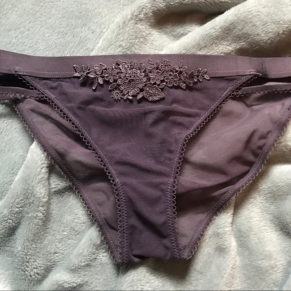 Topshop Mauve Embroidered Mesh Cutout Underwear - Picture 2 of 7